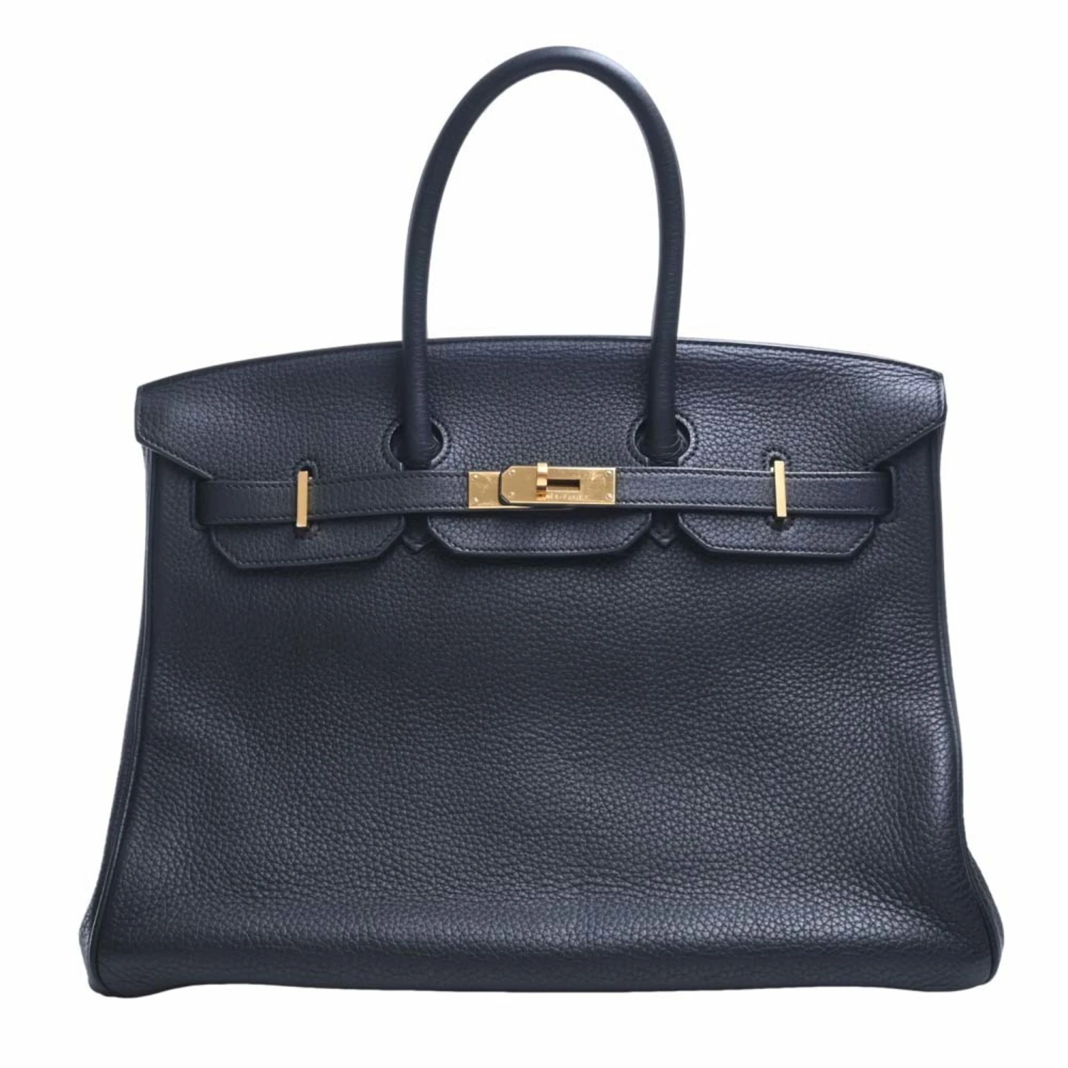 ELADY HERMES Taurillon Clemence Birkin 35 Handbag Black Ladies 3 ELADY HERMES Taurillon Clemence Birkin 35 Handbag Black Ladies