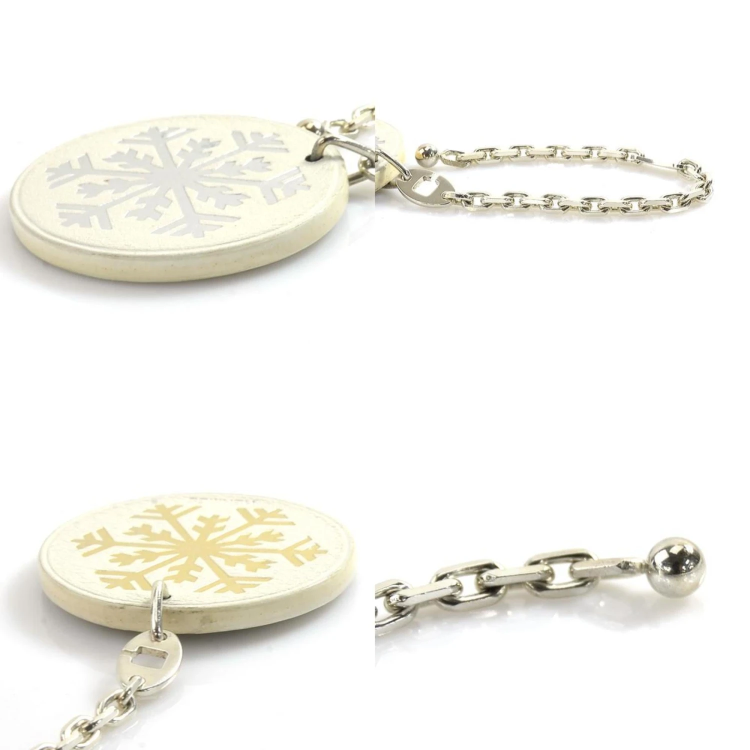ELADY HERMES Charm Snowflake Leather/Silver 925 White/Silver Unisex E55805 6 ELADY HERMES Charm Snowflake Leather/Silver 925 White/Silver Unisex E55805 - Image 4