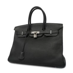 ELADY Hermes Birkin 35 I Carved Seal Women's Taurillon Clemence Leather Black