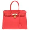 ELADY HERMES Birkin 30 Togo Rouge Pivoine R Stamped Handbag Bag Red 0156