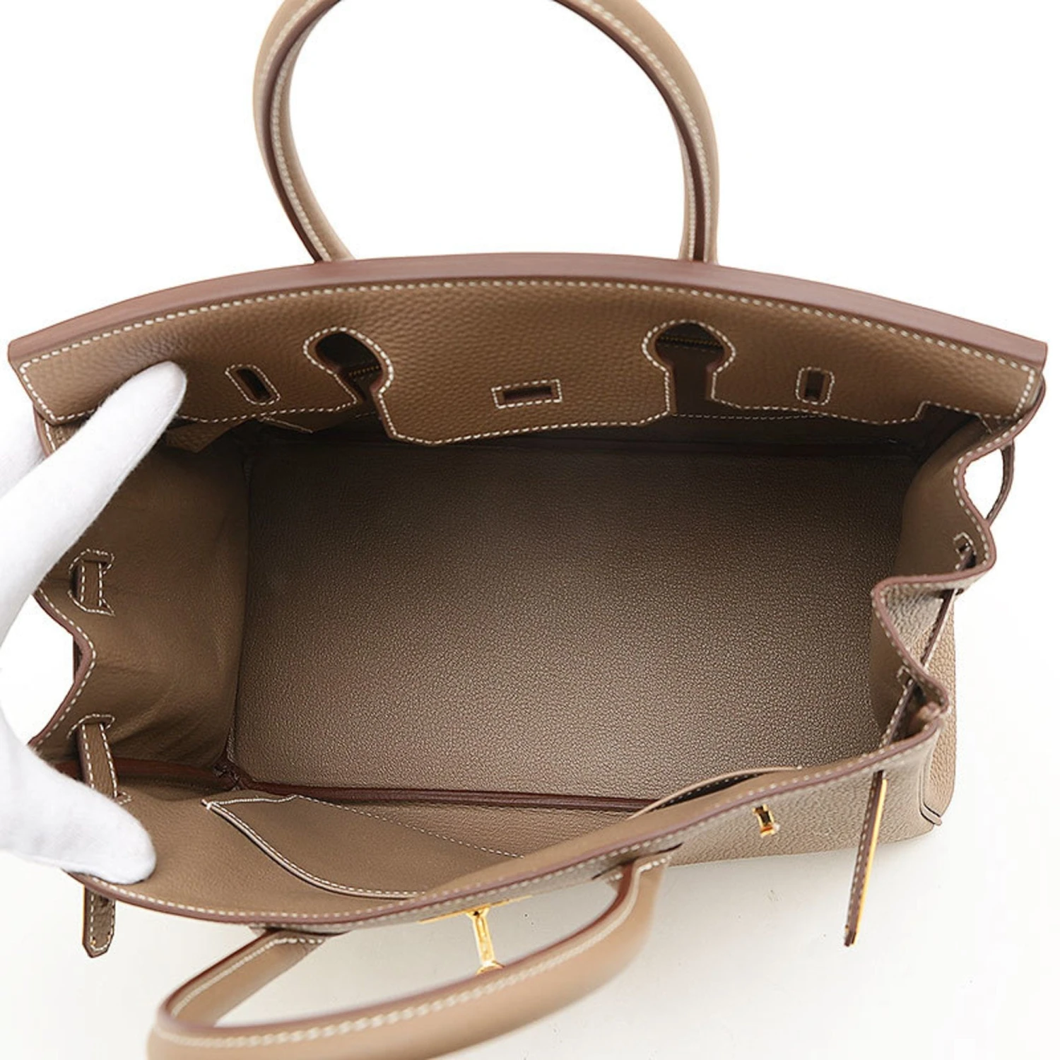 ELADY HERMES Birkin 30 Handbag Togo Etoupe W Engraved 7 ELADY HERMES Birkin 30 Handbag Togo Etoupe W Engraved - Image 5