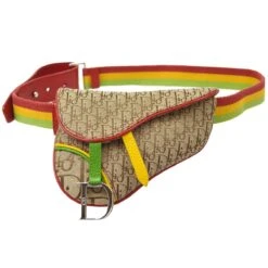 AMORE Vintage CHRISTIAN DIOR 2004 Rasta Trotter Saddle Belt Bag #85 10331