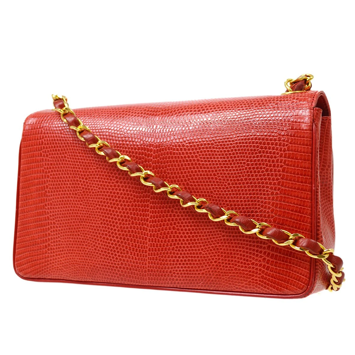 AMORE Vintage CHANEL 1989-1991 Red Lizard Pushlock Pointed Flap Bag 41311 5 AMORE Vintage CHANEL 1989-1991 Red Lizard Pushlock Pointed Flap Bag 41311 - Image 3