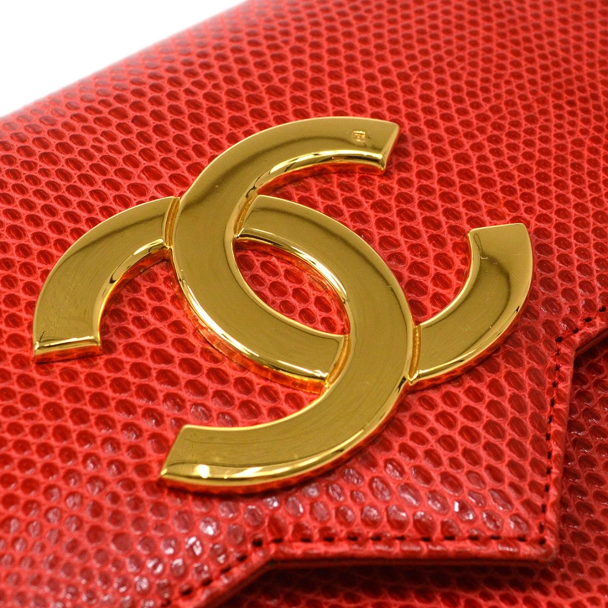 AMORE Vintage CHANEL 1989-1991 Red Lizard Pushlock Pointed Flap Bag 41311 10 AMORE Vintage CHANEL 1989-1991 Red Lizard Pushlock Pointed Flap Bag 41311 - Image 8