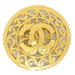AMORE Vintage CHANEL 1995 FRETWORK PAISLEY Brooch Gold 60392