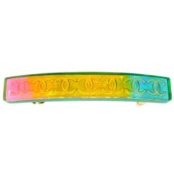 AMORE Vintage CHANEL★ 1997 Rainbow Lucite Hair Clip Barrette 60394