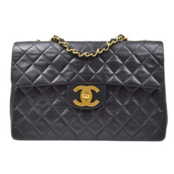 AMORE Vintage CHANEL 1991-1994 Classic Flap Maxi Black Lambskin 80784