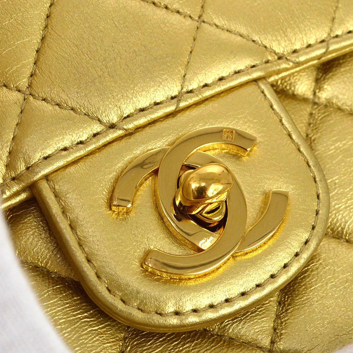 AMORE Vintage CHANEL Classic Flap Micro Mini Hand Bag Gold Lambskin 80588 5 AMORE Vintage CHANEL Classic Flap Micro Mini Hand Bag Gold Lambskin 80588 - Image 3
