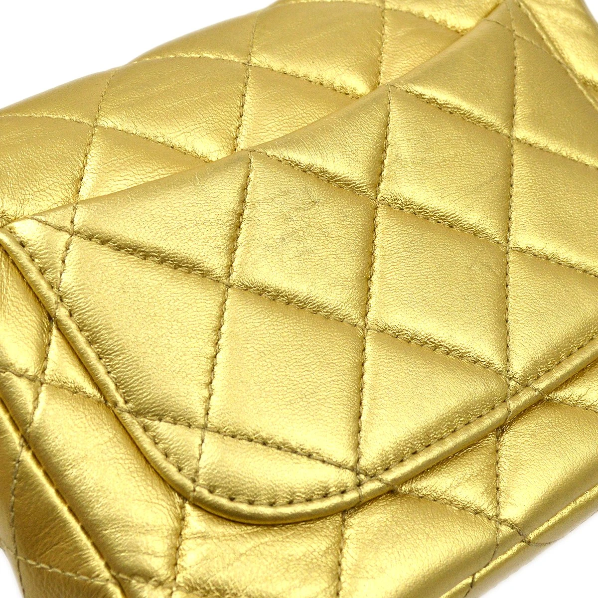 AMORE Vintage CHANEL Classic Flap Micro Mini Hand Bag Gold Lambskin 80588 8 AMORE Vintage CHANEL Classic Flap Micro Mini Hand Bag Gold Lambskin 80588 - Image 6