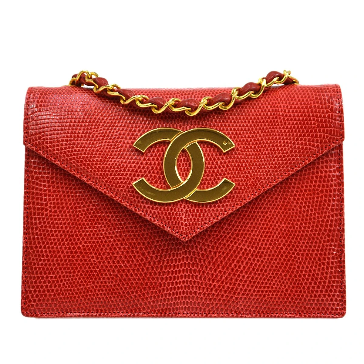 AMORE Vintage CHANEL 1989-1991 Red Lizard Letter Flap Bag 20633 13 AMORE Vintage CHANEL 1989-1991 Red Lizard Letter Flap Bag 20633 - Image 11