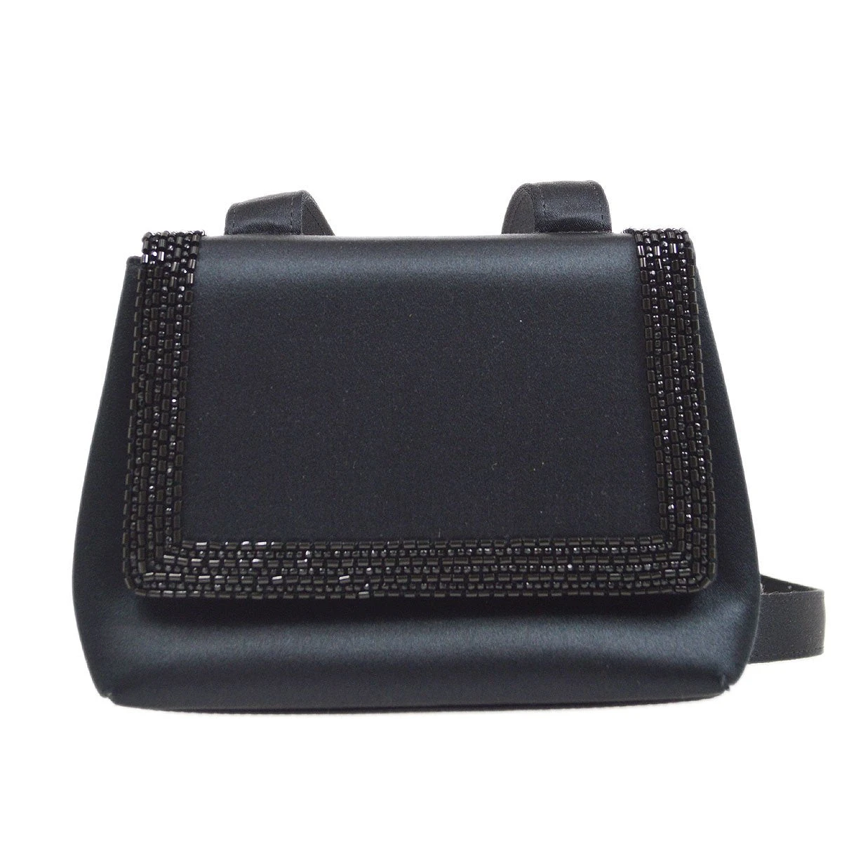 AMORE Vintage CHANEL 1998 Black Satin Beaded Trimmed Flap Bag 21211 4 AMORE Vintage CHANEL 1998 Black Satin Beaded Trimmed Flap Bag 21211 - Image 2