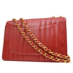 AMORE Vintage CHANEL 1991-1994 Red Caviar Skin Vertical Classic Flap Jumbo 10109 -Best Jewelry Store 20211126 10109 s 02