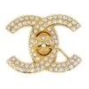 AMORE Vintage CHANEL★ 1996 Gold & Crystal CC Turnlock Brooch Small 51025 -Best Jewelry Store 20211208 51025 s 01