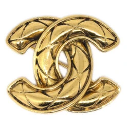 AMORE Vintage CHANEL Quilted Brooch Gold 1153 03194
