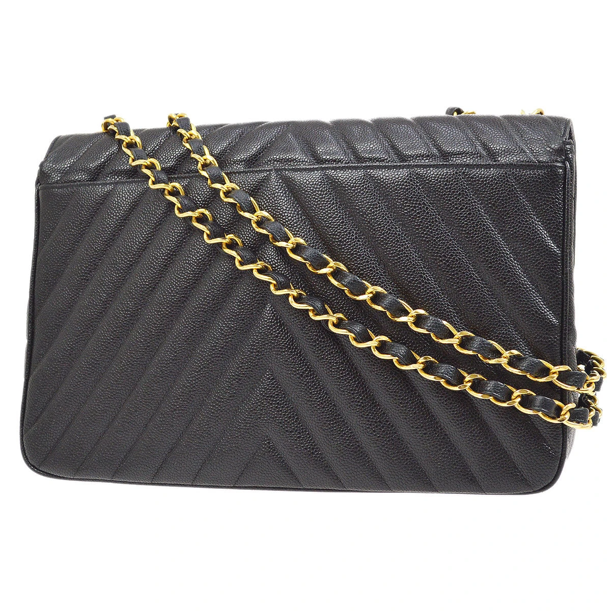 AMORE Vintage CHANEL 1991-1994 Black Caviar Chevron Classic Flap Bag Maxi AK37964d 5 AMORE Vintage CHANEL 1991-1994 Black Caviar Chevron Classic Flap Bag Maxi AK37964d - Image 3