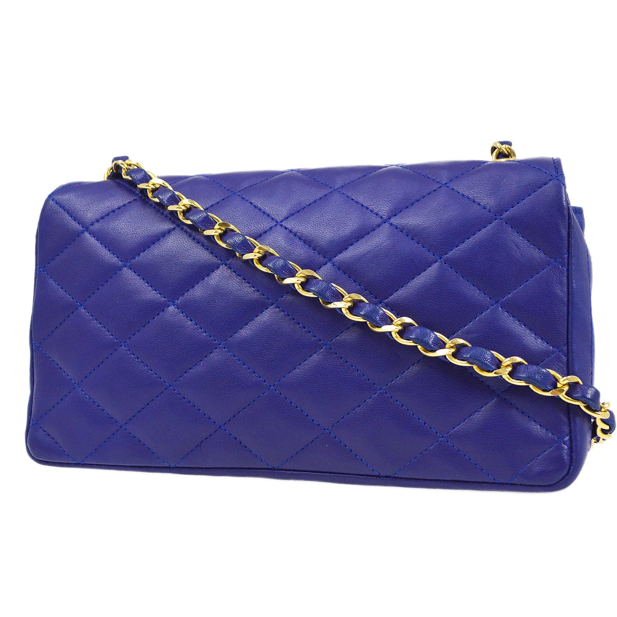 AMORE Vintage CHANEL 1989-1991 Blue Lambskin Pointed Flap Bag 05982 5 AMORE Vintage CHANEL 1989-1991 Blue Lambskin Pointed Flap Bag 05982 - Image 3