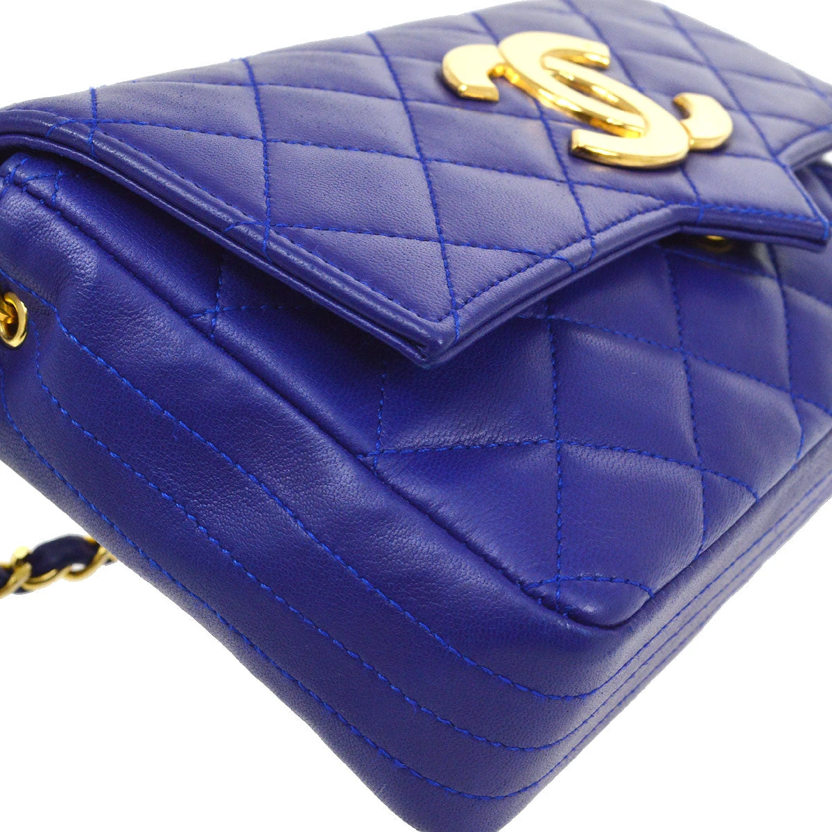 AMORE Vintage CHANEL 1989-1991 Blue Lambskin Pointed Flap Bag 05982 7 AMORE Vintage CHANEL 1989-1991 Blue Lambskin Pointed Flap Bag 05982 - Image 5