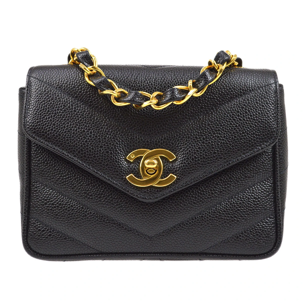 AMORE Vintage CHANEL 1994-1996 Chevron Letter Flap Mini Black Caviar 63355 3 AMORE Vintage CHANEL 1994-1996 Chevron Letter Flap Mini Black Caviar 63355