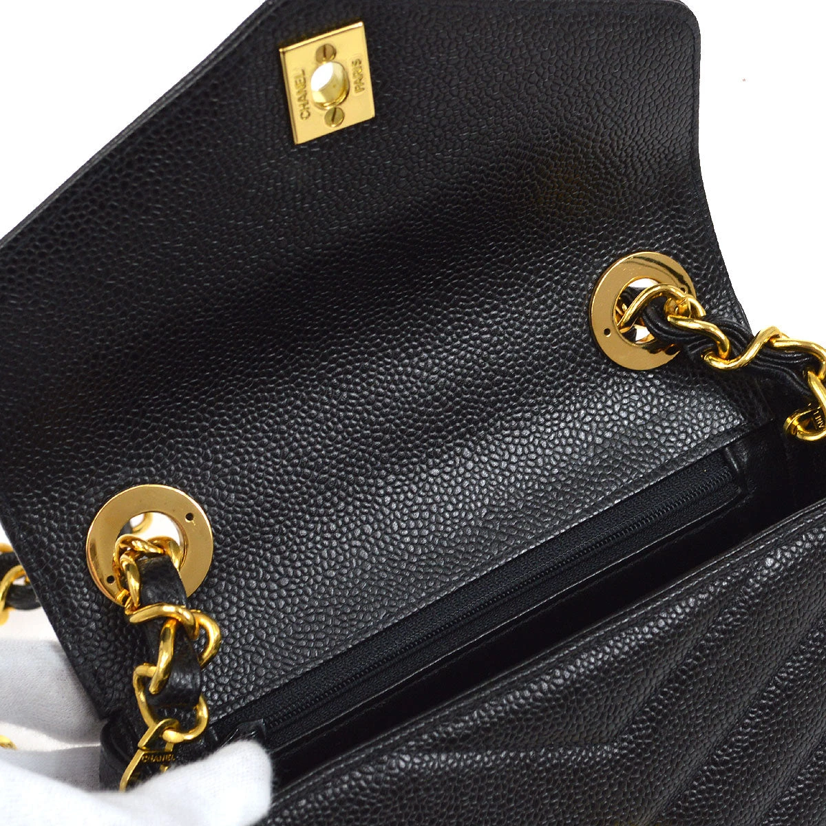 AMORE Vintage CHANEL 1994-1996 Chevron Letter Flap Mini Black Caviar 63355 10 AMORE Vintage CHANEL 1994-1996 Chevron Letter Flap Mini Black Caviar 63355 - Image 8
