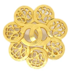 AMORE Vintage CHANEL 1995 Fretwork Paisley Brooch Gold 73726