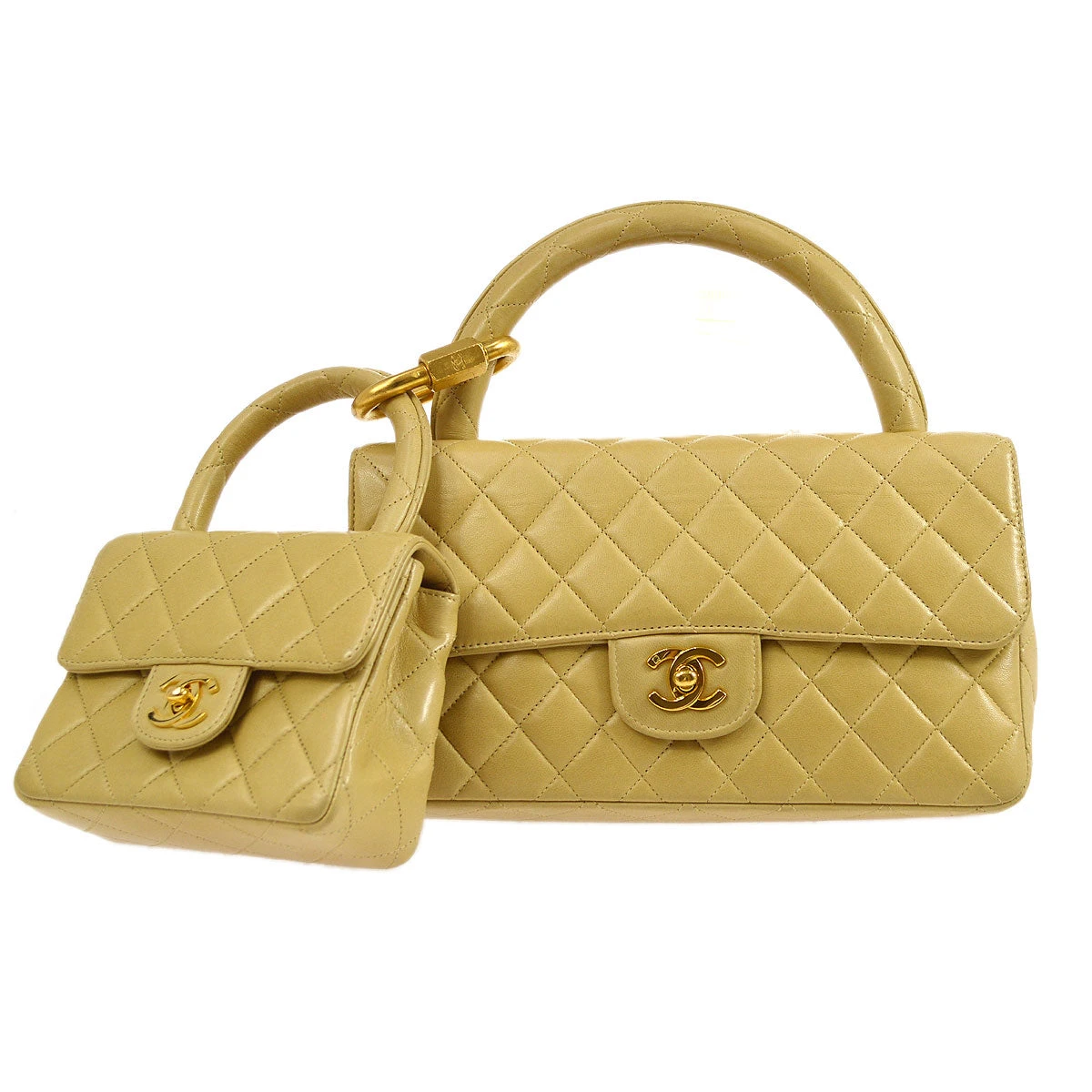 AMORE Vintage CHANEL 1994 Classic Flap Handbag Set Beige Lambskin 94751 14 AMORE Vintage CHANEL 1994 Classic Flap Handbag Set Beige Lambskin 94751 - Image 12