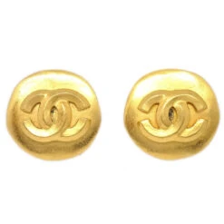 AMORE Vintage CHANEL 1996 Button Earrings Clip-On Gold Medium 64476 -Best Jewelry Store 20220715 64476 01