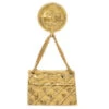 AMORE Vintage CHANEL Bag Brooch Pin Gold 93P 65492
