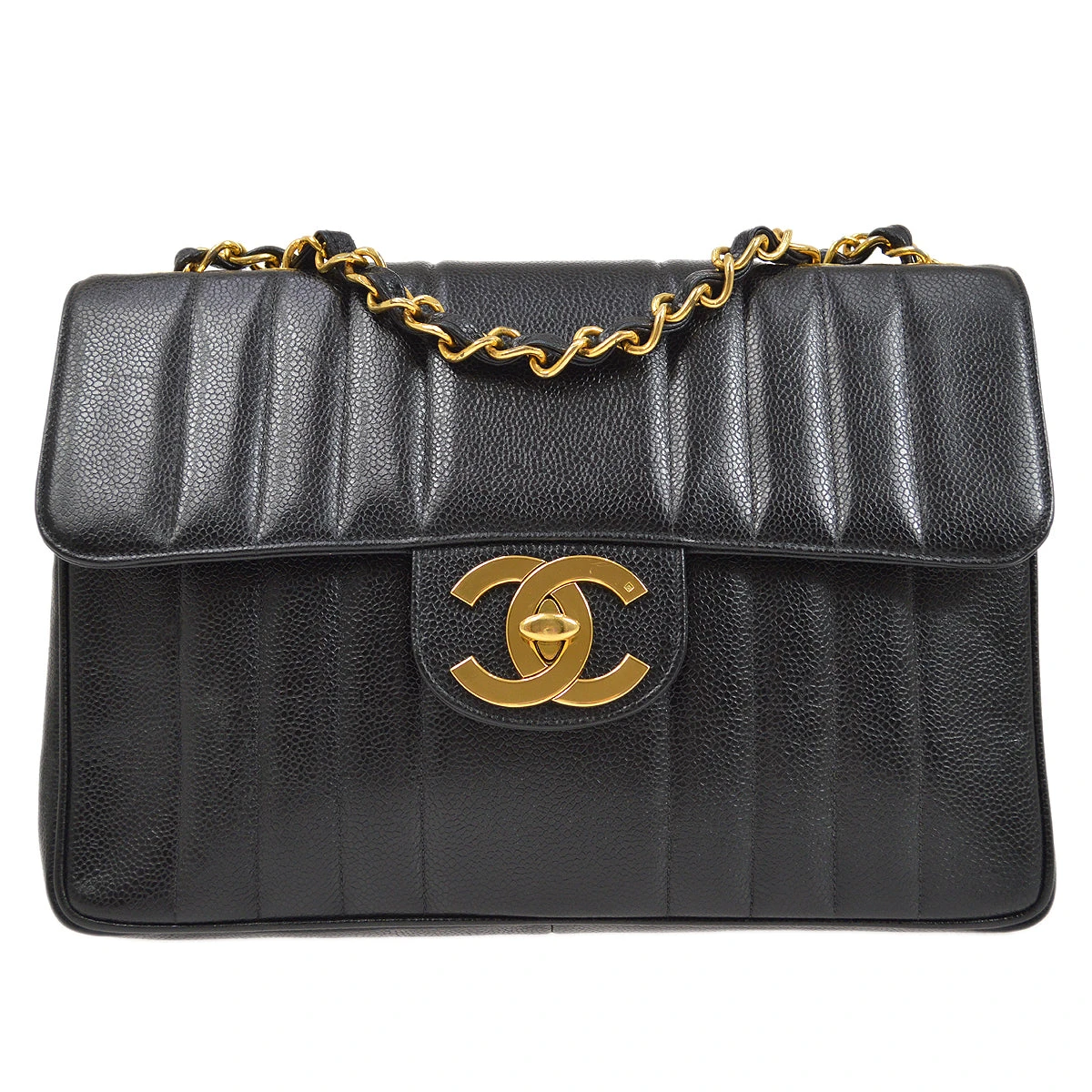 AMORE Vintage CHANEL 1991-1994 Big CC Vertical Classic Flap Jumbo Black Caviar 96283 13 AMORE Vintage CHANEL 1991-1994 Big CC Vertical Classic Flap Jumbo Black Caviar 96283 - Image 11