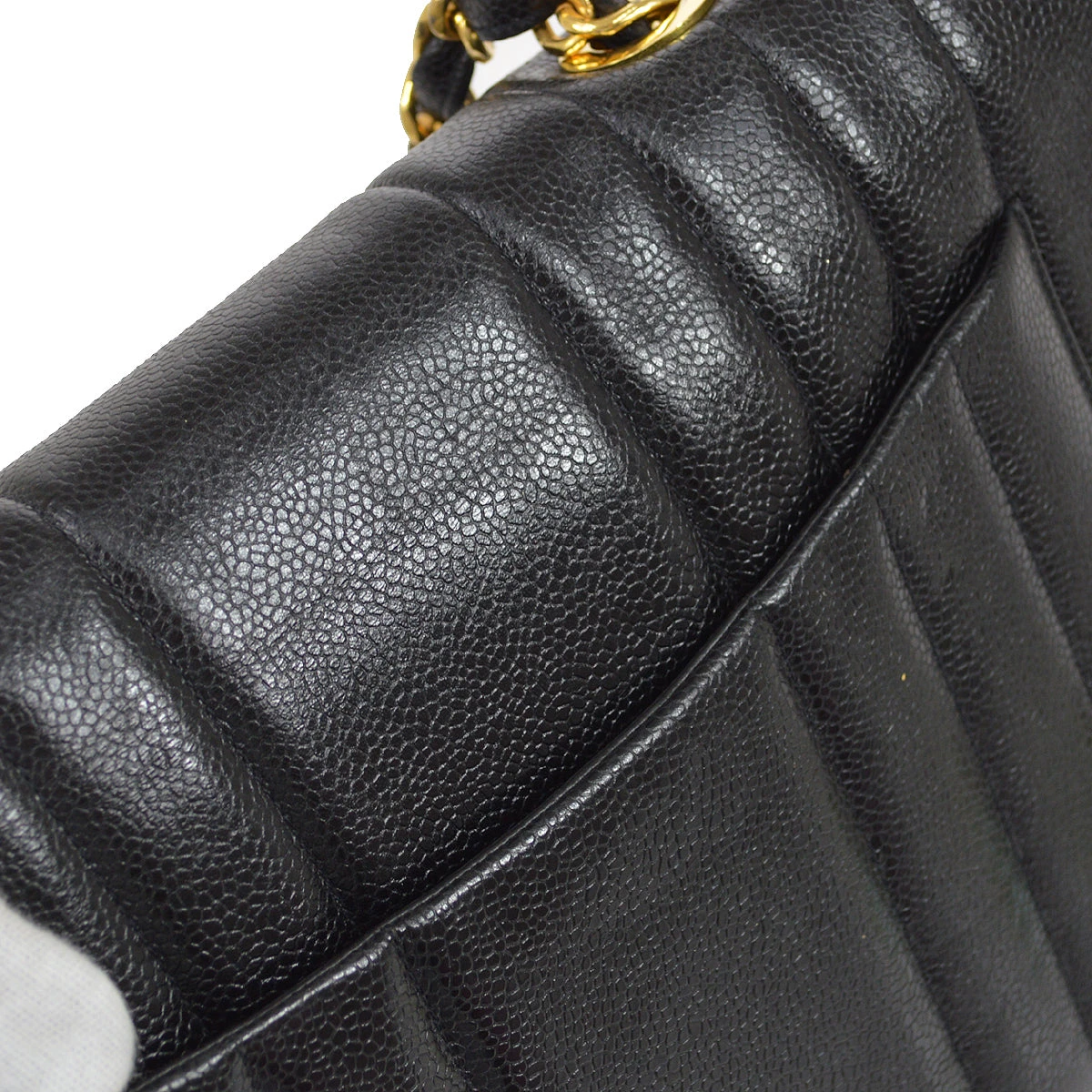 AMORE Vintage CHANEL 1991-1994 Big CC Vertical Classic Flap Jumbo Black Caviar 96283 6 AMORE Vintage CHANEL 1991-1994 Big CC Vertical Classic Flap Jumbo Black Caviar 96283 - Image 4