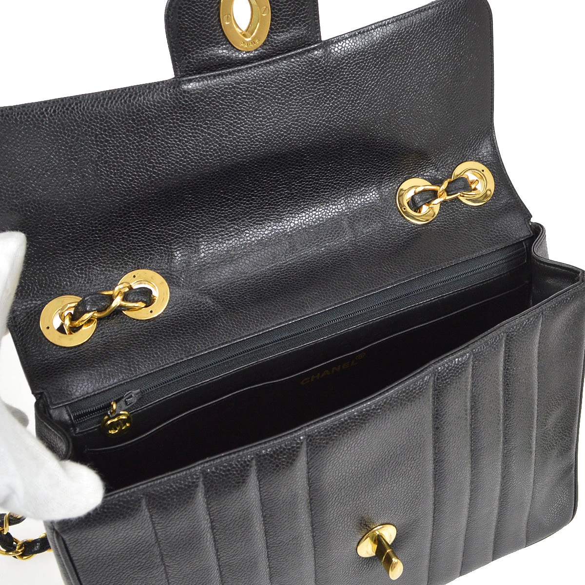 AMORE Vintage CHANEL 1991-1994 Big CC Vertical Classic Flap Jumbo Black Caviar 96283 8 AMORE Vintage CHANEL 1991-1994 Big CC Vertical Classic Flap Jumbo Black Caviar 96283 - Image 6
