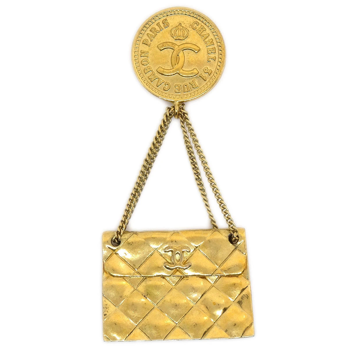 AMORE Vintage CHANEL 1993 Quilted Bag Brooch Pin Gold 28 AK38339b 7 AMORE Vintage CHANEL 1993 Quilted Bag Brooch Pin Gold 28 AK38339b - Image 5