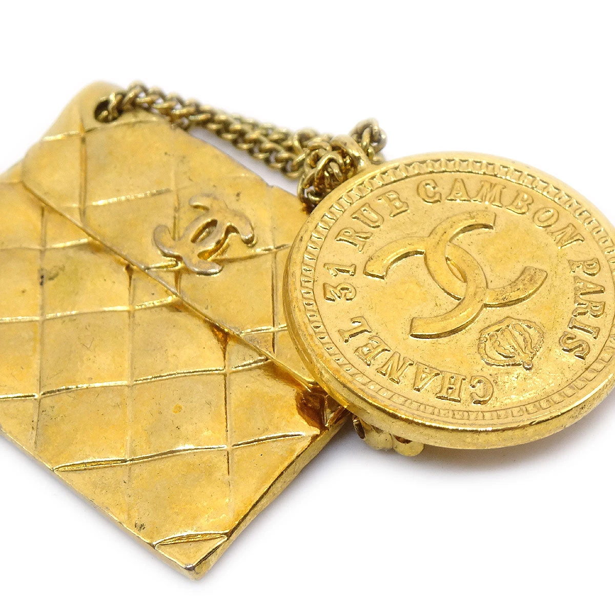 AMORE Vintage CHANEL 1993 Quilted Bag Brooch Pin Gold 28 AK38339b 4 AMORE Vintage CHANEL 1993 Quilted Bag Brooch Pin Gold 28 AK38339b - Image 2