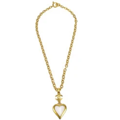 AMORE Vintage CHANEL 1995 Heart Loupe Gold Chain Necklace 56584