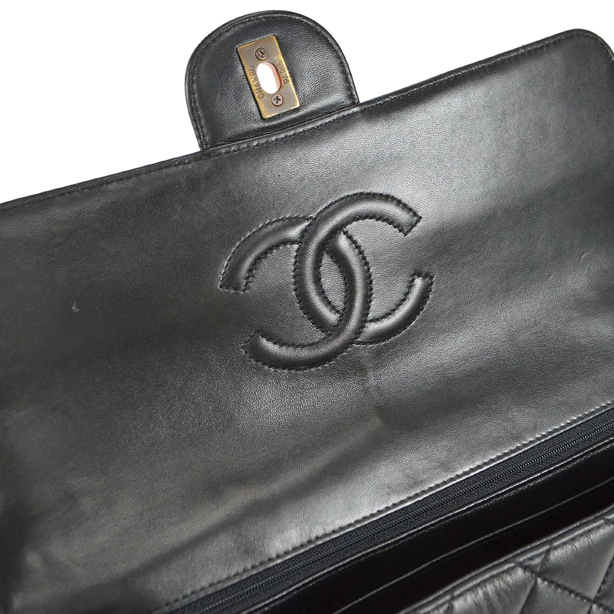 AMORE Vintage CHANEL 1996-1997 Classic Flap Jumbo Black Lambskin 46427 10 AMORE Vintage CHANEL 1996-1997 Classic Flap Jumbo Black Lambskin 46427 - Image 8