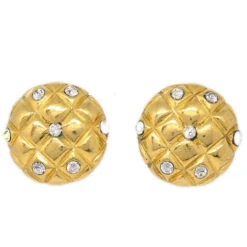 AMORE Vintage CHANEL 1980s Crystal & Gold Quilted Earrings Clip-On 17240 -Best Jewelry Store 20230123 17240 01 7f8a0dbf ed8c 472f b848 c0f30de7b430
