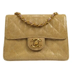 AMORE Vintage CHANEL 1991-1994 Classic Square Flap Mini Beige Lizard 47683