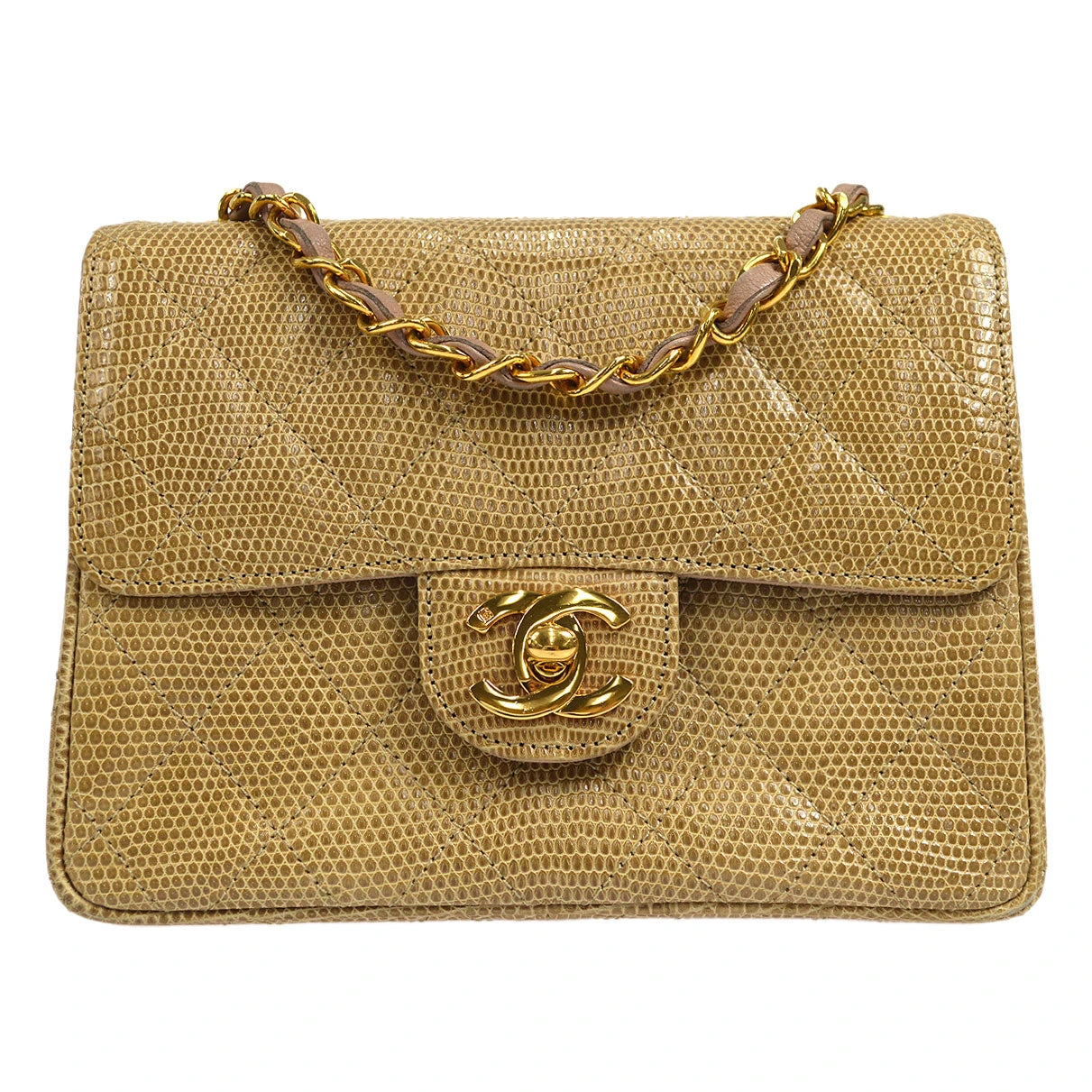 AMORE Vintage CHANEL 1991-1994 Classic Square Flap Mini Beige Lizard 47683 14 AMORE Vintage CHANEL 1991-1994 Classic Square Flap Mini Beige Lizard 47683 - Image 12