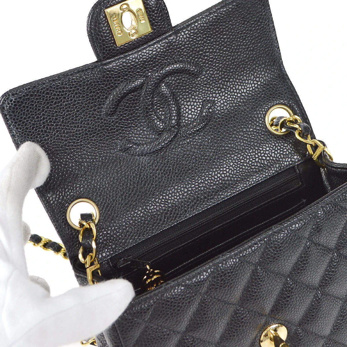 AMORE Vintage CHANEL Classic Flap Mini Square Chain Shoulder Bag Black Caviar 18176 18 AMORE Vintage CHANEL Classic Flap Mini Square Chain Shoulder Bag Black Caviar 18176 - Image 16
