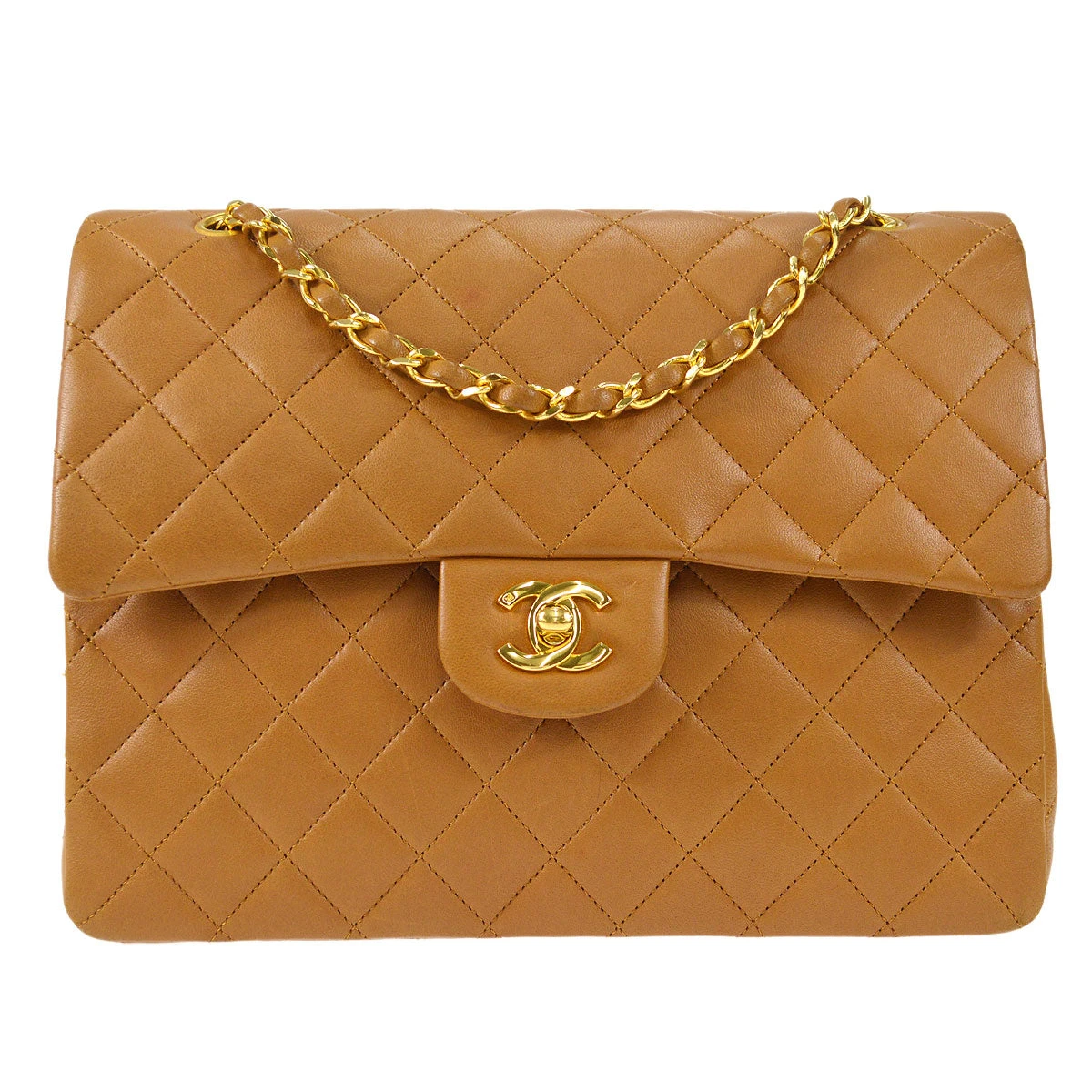 AMORE Vintage CHANEL 1989-1991 Tall Classic Double Flap Medium Camel Lambskin 27232 13 AMORE Vintage CHANEL 1989-1991 Tall Classic Double Flap Medium Camel Lambskin 27232 - Image 11