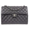 AMORE Vintage CHANEL Classic Flap Jumbo Double Chain Shoulder Bag Black Caviar 48505