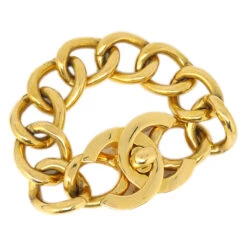 AMORE Vintage CHANEL 1996 Turnlock Gold Chain Bracelet 96P 58265