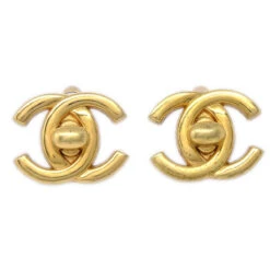 AMORE Vintage CHANEL★ 1996 Turnlock Earrings Clip-On Gold 96P 58288