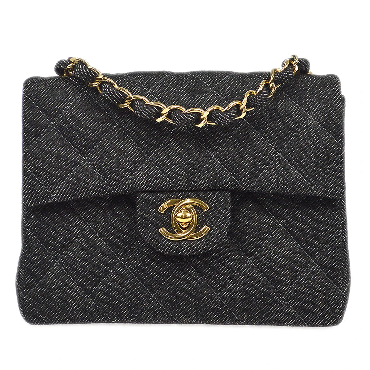 AMORE Vintage CHANEL 1997-1999 Classic Flap Mini Square 17 Black Denim 77473 3 AMORE Vintage CHANEL 1997-1999 Classic Flap Mini Square 17 Black Denim 77473