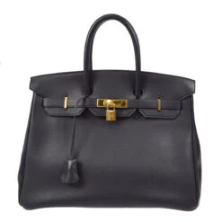 AMORE Vintage HERMES 1997 BIRKIN 35 Navy Evergrain 27392