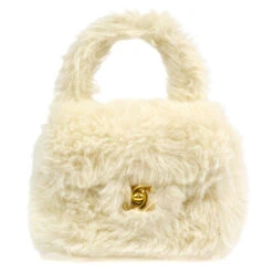 AMORE Vintage CHANEL * 1994 Classic Flap Handbag Mini White Fur 97352