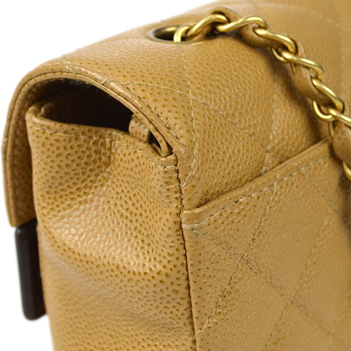 AMORE Vintage CHANEL * 2003-2004 Wood Detailed Strait Flap Small Beige Caviar 97686 17 AMORE Vintage CHANEL * 2003-2004 Wood Detailed Strait Flap Small Beige Caviar 97686 - Image 15