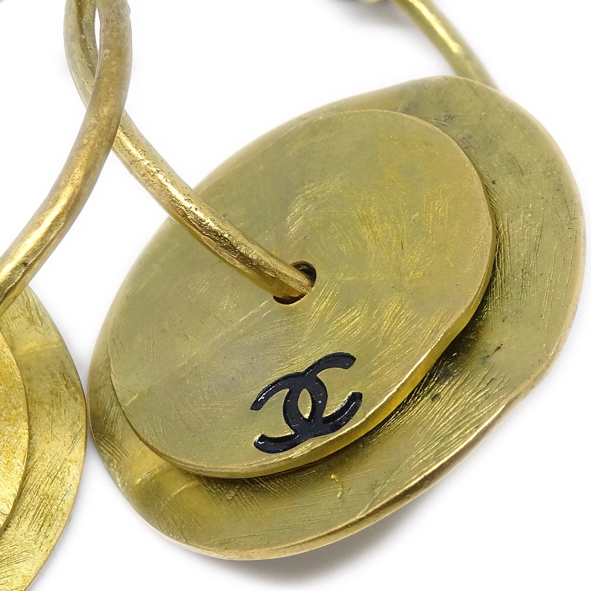 AMORE Vintage CHANEL Dangle Hoop Earrings Clip-On Gold 94A 68500 4 AMORE Vintage CHANEL Dangle Hoop Earrings Clip-On Gold 94A 68500 - Image 2