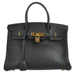 AMORE Vintage HERMES Birkin 30 Handbag Black Fjord 78698