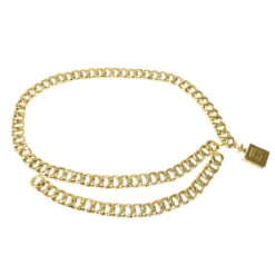 AMORE Vintage CHANEL Perfume Gold Chain Belt Small Good 180658