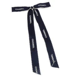 AMORE Vintage CHANEL Bow Brooch Pin Dark Navy 99815